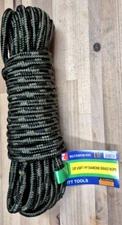 3/8" X 50' PP DIAMOND BRAIDED ROPE, CAMPING MULTI- PURPOSE GREEN CAMOUFLAGE
