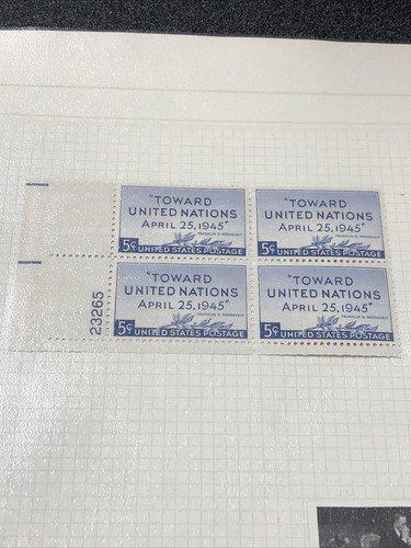 US 928 Toward United Nations plate block of 4 & Jan Smuts’ Autographed - Picture 2 of 6
