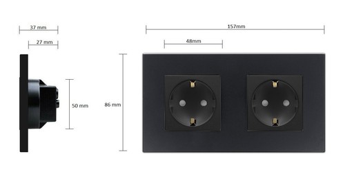 Steckdose 2 Fach Schuko Kombisteckdose Wandsteckdosen Schwarz Luxus-Time - Bild 3 von 6