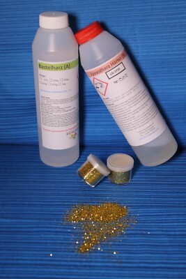 Diy Bastelset 150g Epoxidharz (glasklar) plus 2x Glitzer (gold)