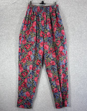 Vtg Laura Ashley Lg high waisted Floral Pattern Pants Granny Cottage Wool Blend