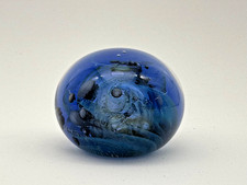 Seegers & Fein 1993 Signed Blue Abstract Glass Art Paperweight