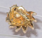 VTG Crown Trifari Etoile Line Clip-on Earring Gold Lava Glass AB Rhinestones — photo 6
