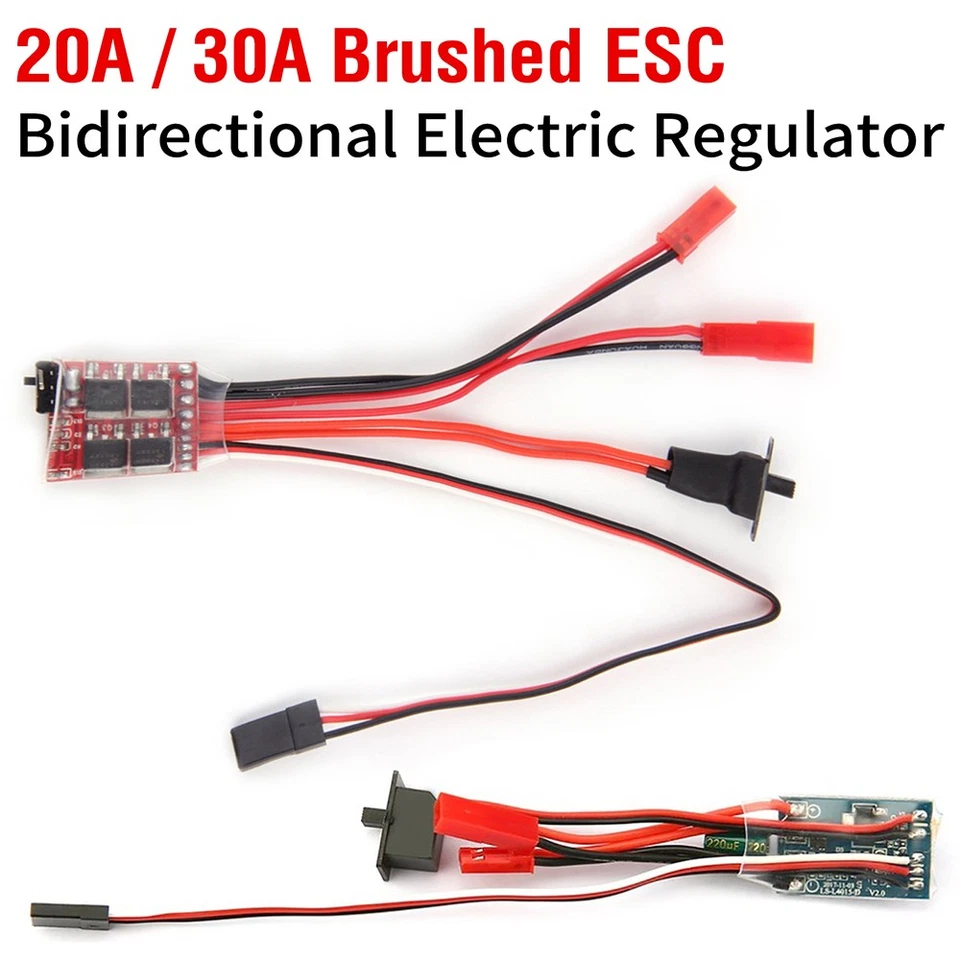 Micro Mini 20A 30A Brushed ESC for DIY 1/16 1/18 1/24 RC Car Boat Tank w/Brake - Image 4 of 4