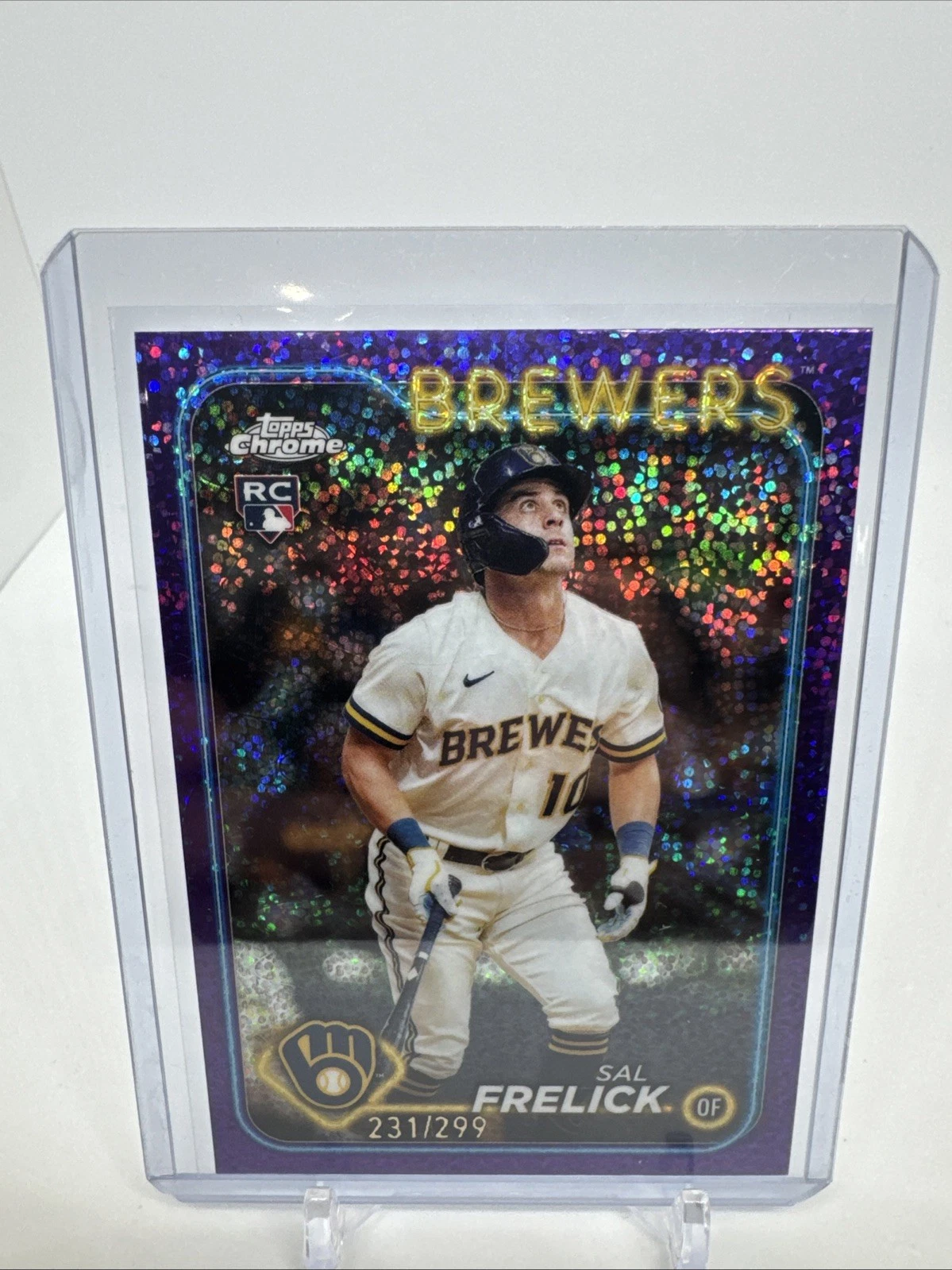Sal Frelick (RC) - 2024 Topps Chrome #39 Purple Speckle Refractor /299 - Brewers