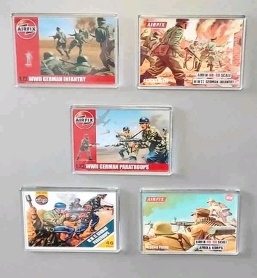 5 Airfix HO-00 Scale WWII German Military Action Cards In Acrylic Fridge Magnets