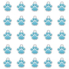 40Pcs Enamel Paw Print Charm Dog Paw Footprint Charms Metal Blue/White