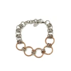 Vtg Frederic Duclos 925 Sterling Silver Gold Sparkle Ring Link Bracelet sz 7 1/4