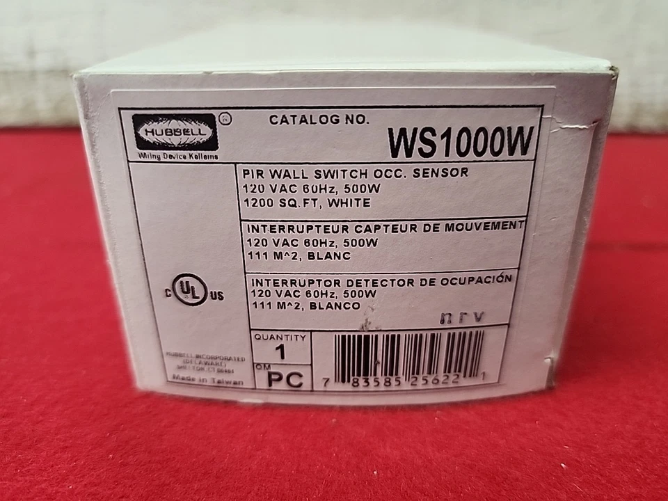 HUBBELL WIRING DEVICE-KELLEMS WS1000W Occ Snsr,PIR,120V AC,Wht 23NY53 - Image 2 of 3