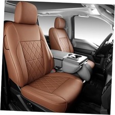 F150 Seat Covers, Napa Leather, Custom fit 2015-2020 F150 Full Set Brown