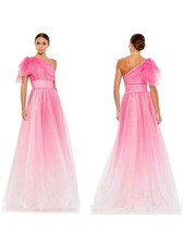 Women's Mac Duggal One Shoulder Ombre Glitter Tulle Ball Gown Pink Size 4