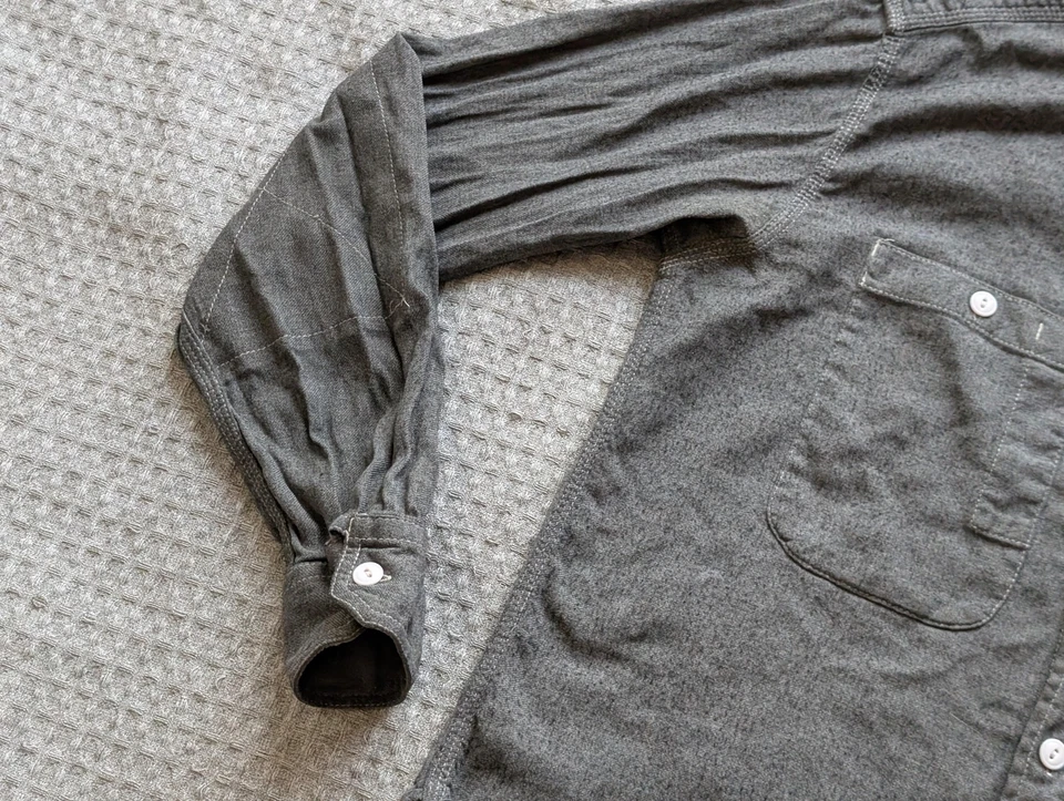 Рубашка мужская Engineered Garments небольшая серая фланелевая рабочая одежда сделано в США - Изображение 3 из 4