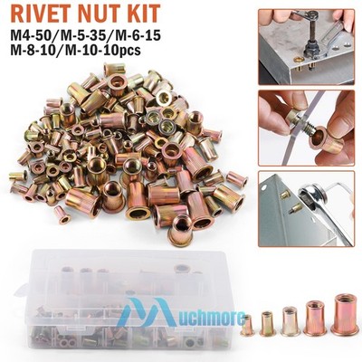 120Pcs Rivet Nuts Kit SAE Carbon Steel Rivet Nut Insert Nutsert Assortment Kit