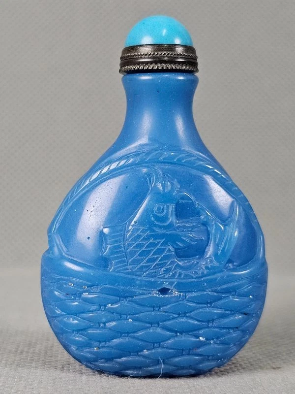 蓝色古董原始1940 年后中国风鼻烟壶| eBay