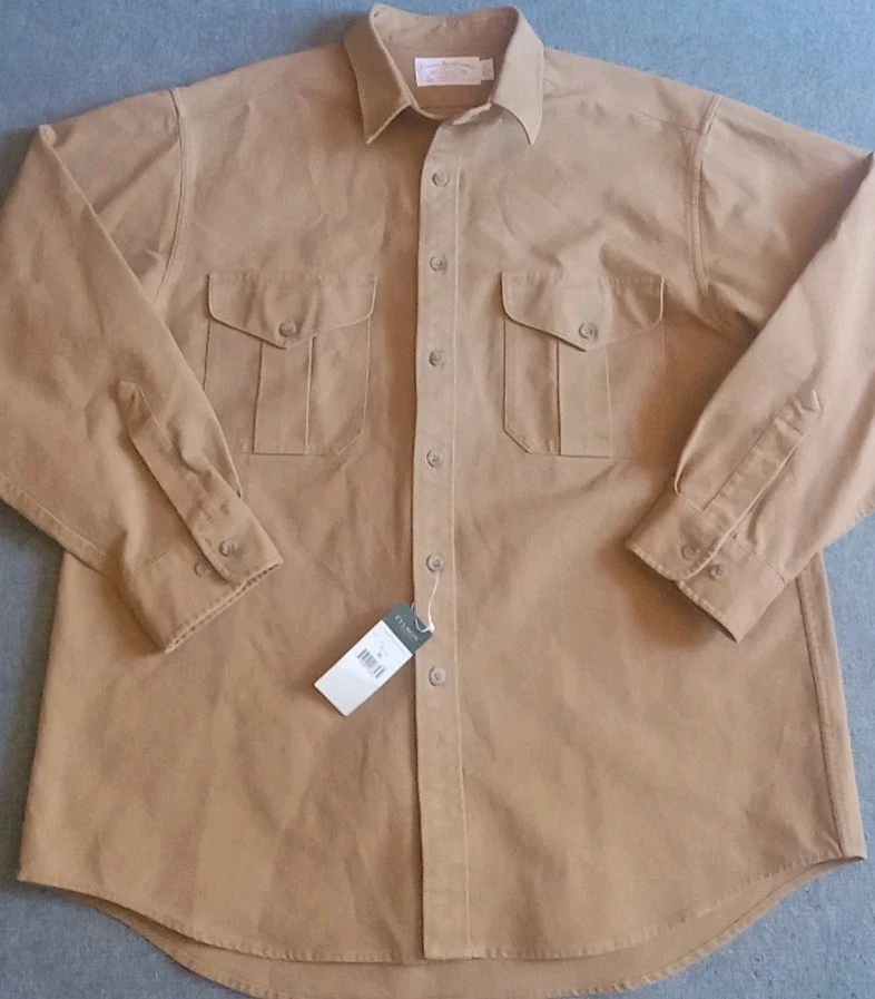 Filson Antique Tin Cloth Shirt Men's XL Dark Tan Long Sleeve Button Up - Image 2 of 4