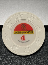 (SUPER SHARP) $1 HOTEL SAN REMO CASINO CHIP POKER CHIP LAS VEGAS NEVADA