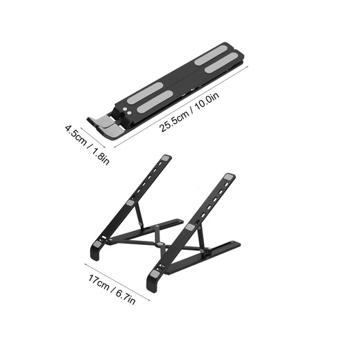 A (Black)Desk Laptop Stand Foldable Aluminum Alloy Computer Stand Portable Lapt - Photo 3/12