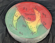 Handmade Steel Pan Drum JAMAICA + Sticks + Music 11X3" Map Jamaica Hand painted