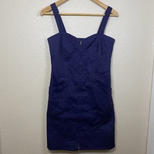 Marc Jacobs Blue Sheath Dress Women's Size 6 Sleeveless Zip Front Fitted Mini