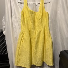 Women's Yellow Sleeveless Nine West Size 10 Zipper Dress Knee Length #221