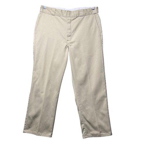 Dickies, Vintage 90s Dickies Khaki Tan Work Pants Flat Front Straight Leg 34x26
