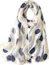 100 Mulberry Silk Scarf 70x35" Long Satin Shawl Wrap Lightweight Women's