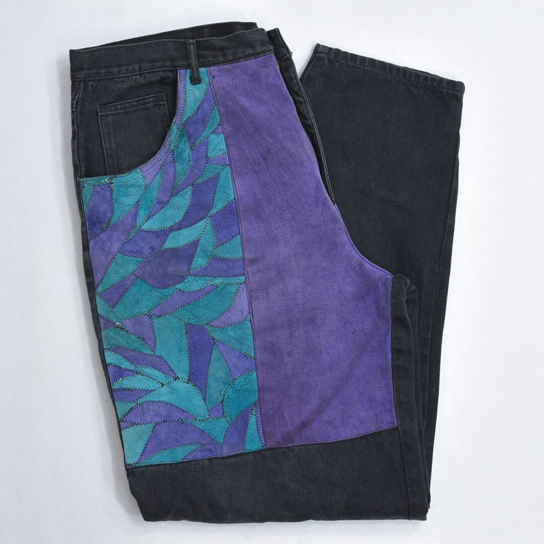 80- MACHINE Patchwork Leather Switched Design Bla… - image 1