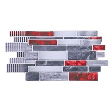 10Pcs Kitchen Sticker Panels 9.4"x4.7" Marble Red/Grey Effect