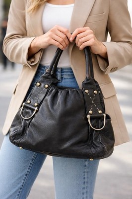Charles David brown Studded Shoulder Bag for Women with Double Handles