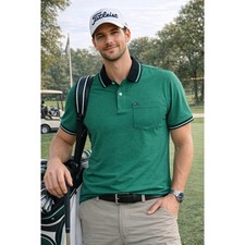 Tommy Hilfiger Polo Premium Shirt Mens Medium Green New Tipped Collar Pocket NWT