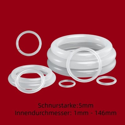Schnurstärke 5mm O-Ringe Silikon Dichtring VMQ Dichtungsringe 5mm-390mm ID Weiß
