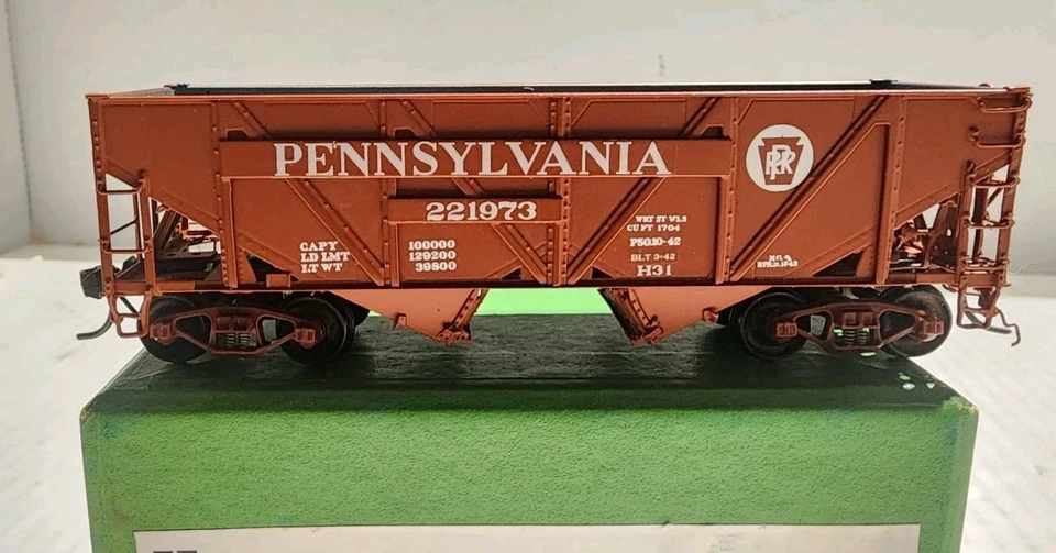 Overland Models HO Scale Brass H-31 C' 2 Bay Hopper Pennsylvania #221973 - Image 2 of 4