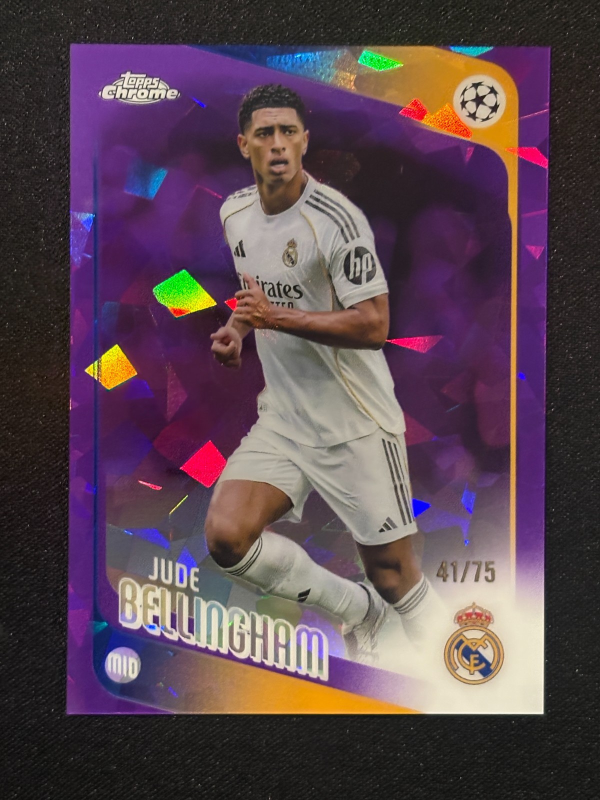 2025-26 Topps Chrome UEFA Sapphire Jude Bellingham Purple Refractor #/75
