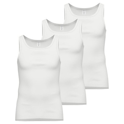 AMMANN Men's Undershirt 3 Pack - Fine Rib, Extended Back, Cotton W...