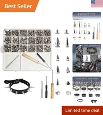 High-Quality 455 Pcs Studs Kit - 10 Sizes of Metal Spikes for Punk Decoration