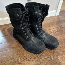 UGG Snow Boots Mens Size 13 Black Leather Wat...