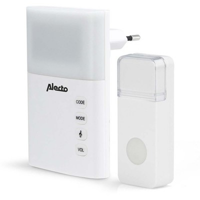 Alecto ADB-19 Funk Klingel mit Blitzlicht Weiss IP44 35 Melodien Batteriebetrieb