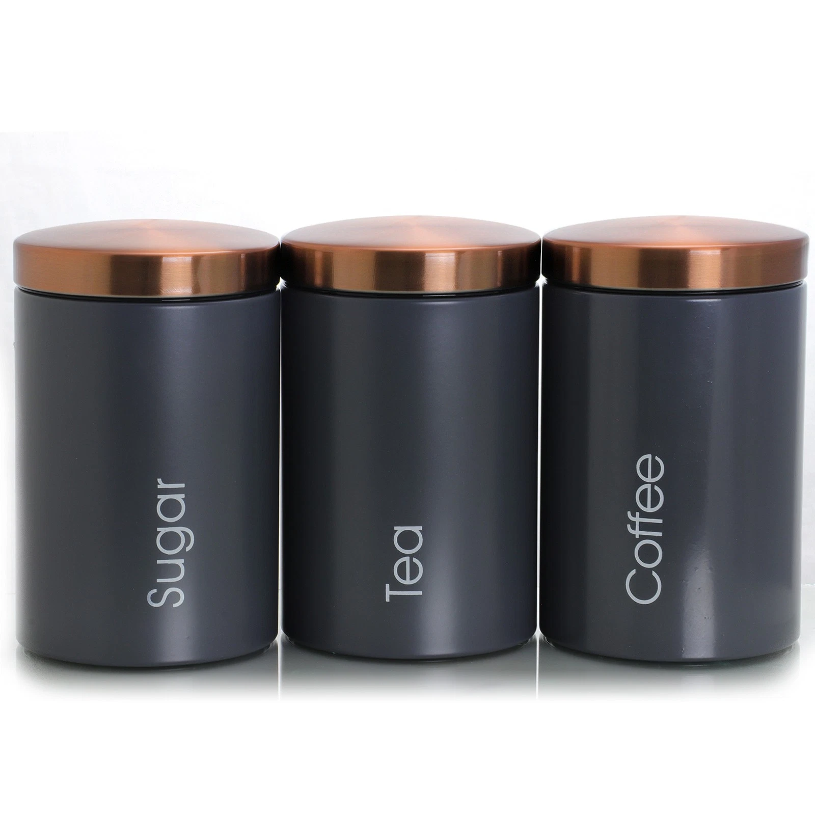 MegaChef Essential Kitchen Storage 3 Piece Sugar, Coffee and Tea Canister Set in