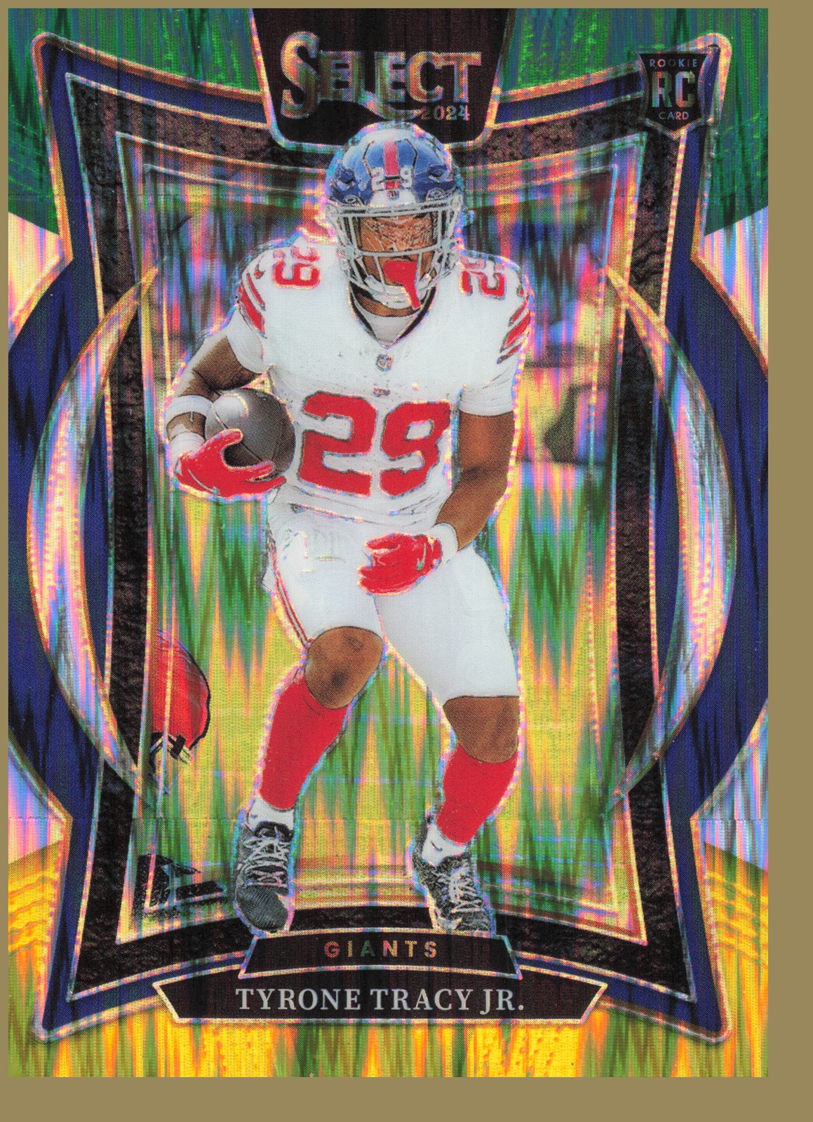 2024 Panini Select #61 Tyrone Tracy Jr. Green & Yellow Prizm Shock