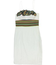 GUESS Womens Abstract Print Midi Dress, white, 8