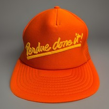 Vtg Perdue Done It Trucker Snapback Mesh Hat Orange Adjustable Speedway New