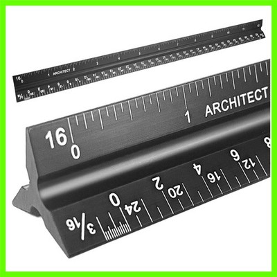 12 Inch Architect Scale Ruler, Aluminum Three-Sided Triangular Drafting Ruler...