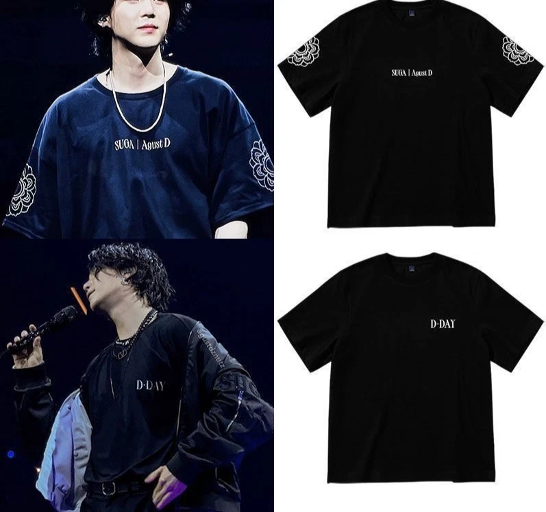 Kpop Bts SUGA AGUST D T-Shirt Black/White,Concert Same Style Cotton Bangtan Gift