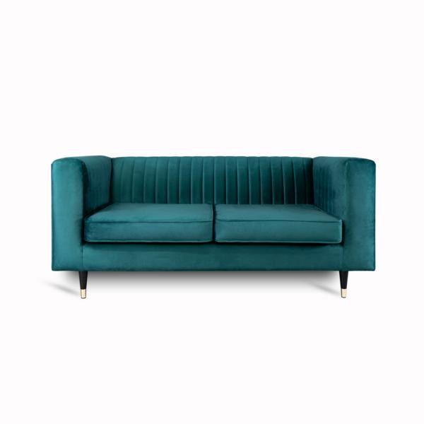 Sofa 2 Sitzer GrüN Elegantes Modern Luxus Design Holz MöBel Polster Stoff Neu-image