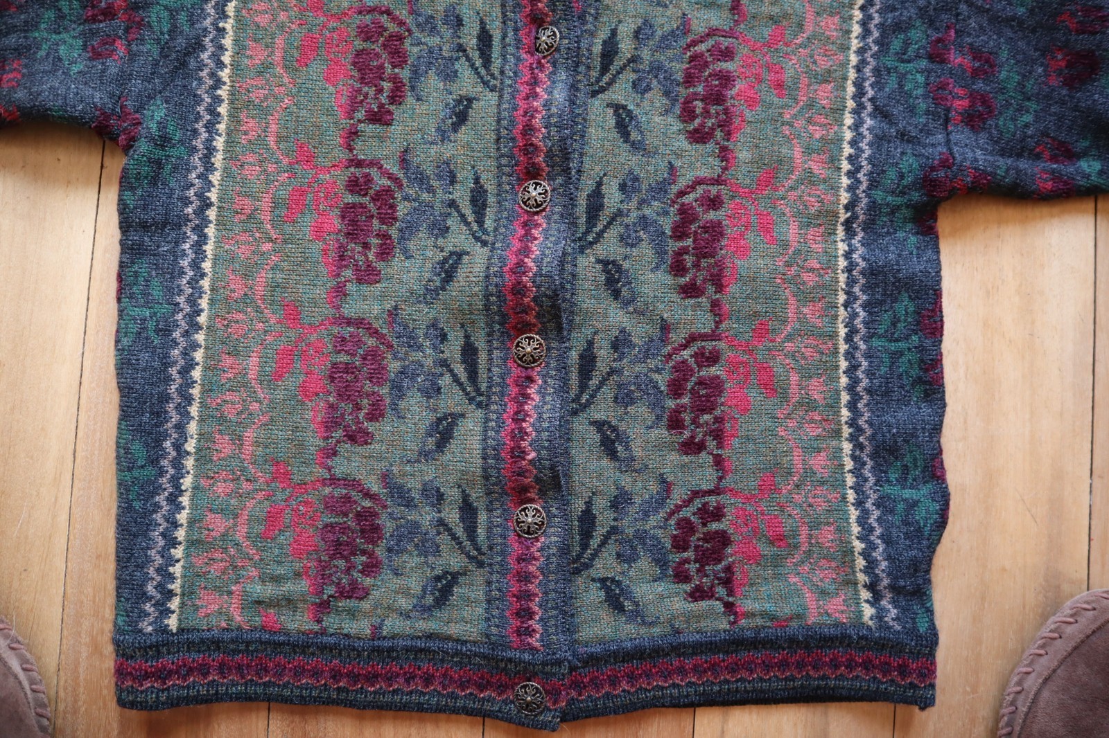 Multicolor Wool Blend Cherry Lewis Button Front F… - image 4