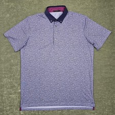 Greyson Polo Shirt Mens Large Purple Animal Print Golf Performance Stretch AOP