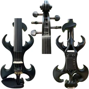 Black Solid wood 5 string Electric Violin 4/4 Ebony Parts, Hand made, Good sound