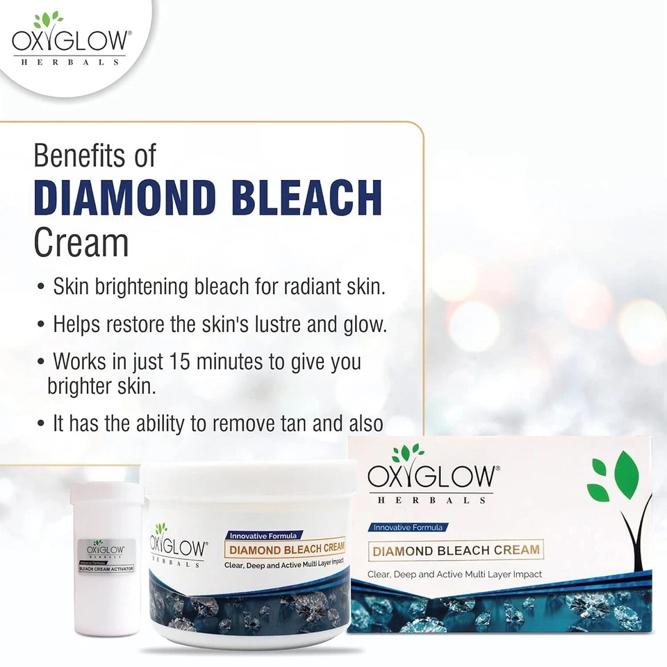 Oxyglow,, Herbal, Diamond Bleach Cream for face and neck skin 300gram,Unisex - Image 4 of 4