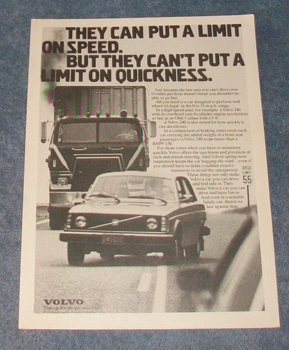 1977 Volvo 240 Sedan Vintage Ad "They Can Put a Limit on Speed."