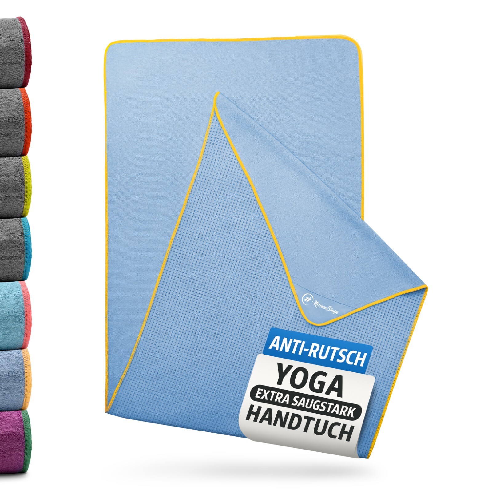 NirvanaShape ® Yoga Handtuch rutschfest | Yoga Sport Pilates Matte | Antirutsch